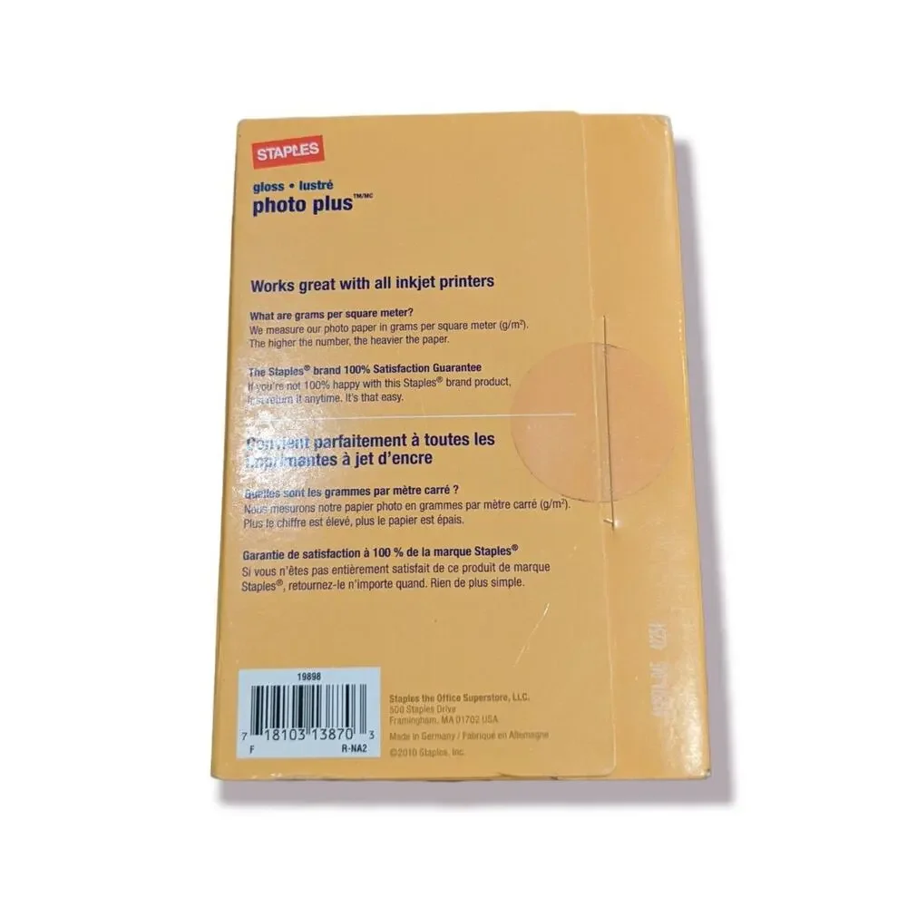 Staples Photo Plus Paper Gloss Ink Jet Compatible 4